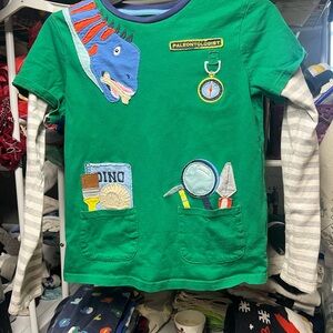 Boden 11-12y Paleontologist Applique Shirt